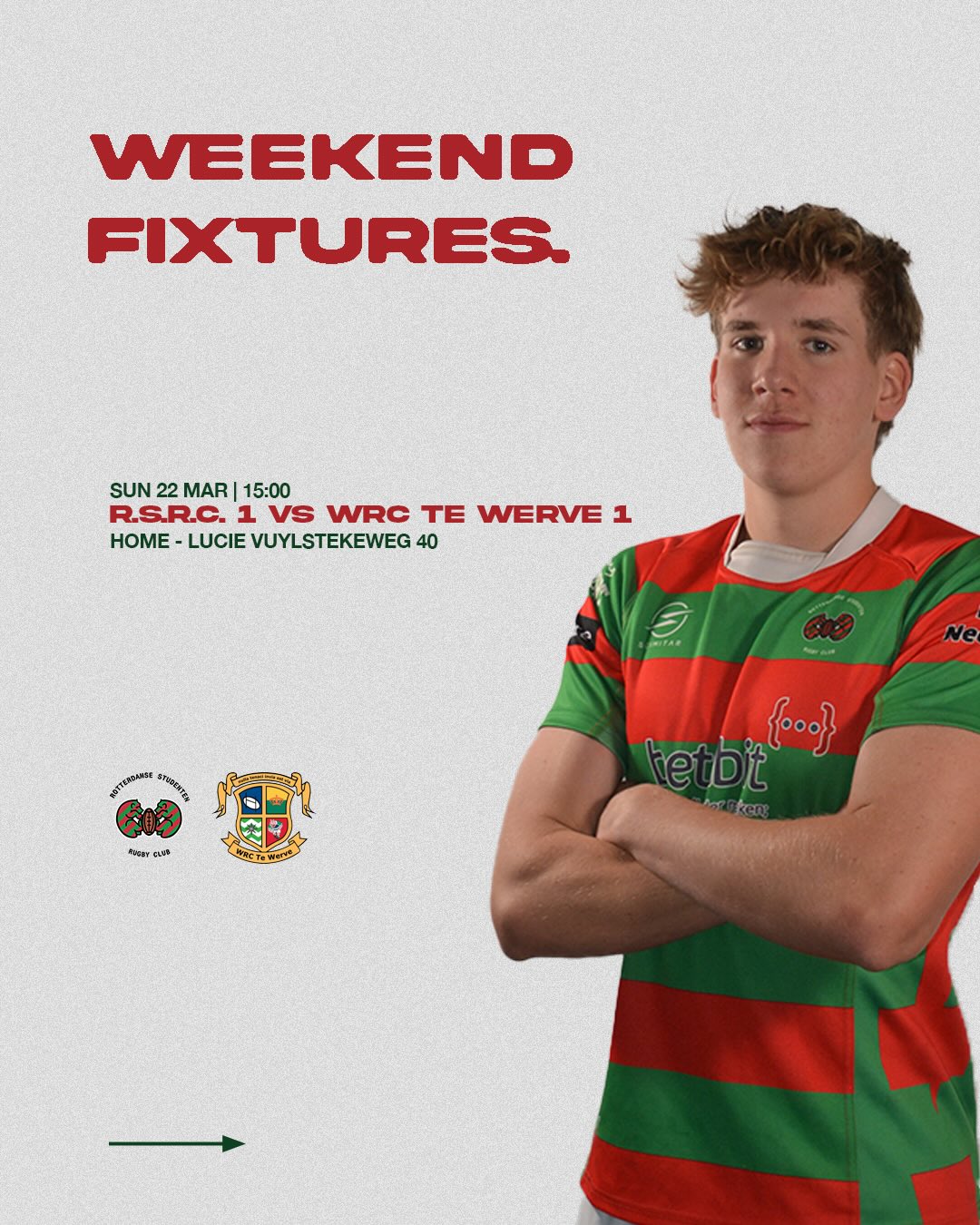 2XV playing against te Werve at home this Sunday! KO at 15:00❤️💚
•
•
•
#rugby #gameday #rsrc #studentenrugby #rugbynederland
