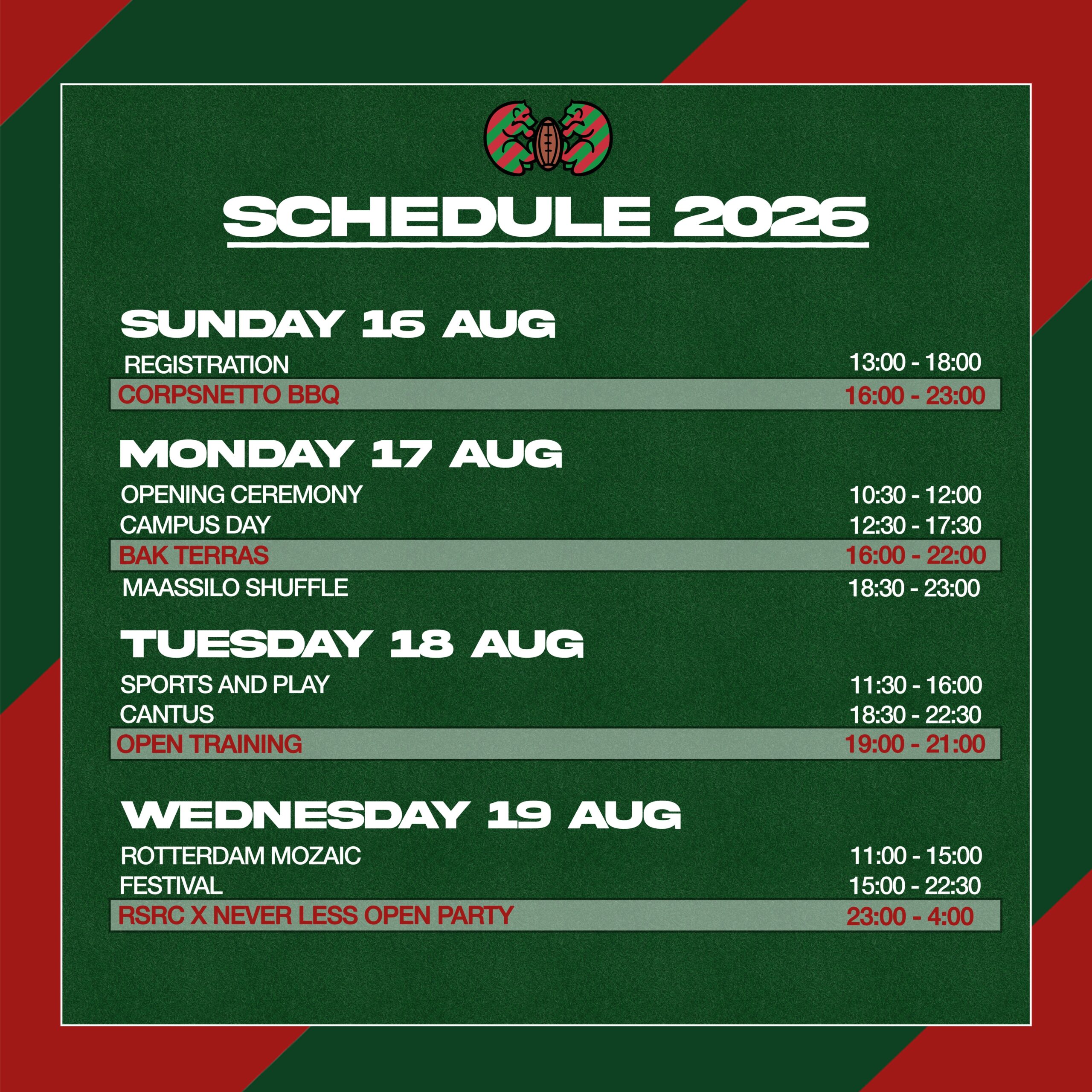 EUREKA WEEK 2026 IS ALMOST HERE!

Here is de official schedule of RSRC. For more info click the link in our bio.

Don’t forget to get your RSRC x NEVER LESS open party tickets. It’s the biggest sport association party of the year!