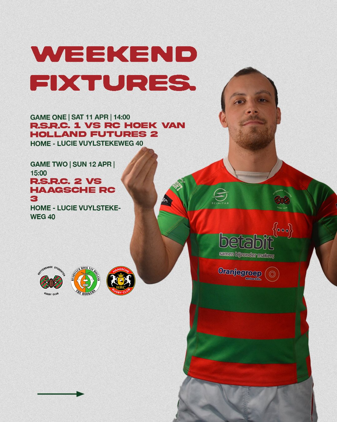 The teams are ready for this weekend!! Both 1XV and 2XV playing at home. On Sunday the marathon of Rotterdam will also pass by the club, so come by to support both the players and the runners!!β€οΈππ»
β’
β’
β’
#rotterdammarathon #rugby #studentenrugby #rugbynederland #bier